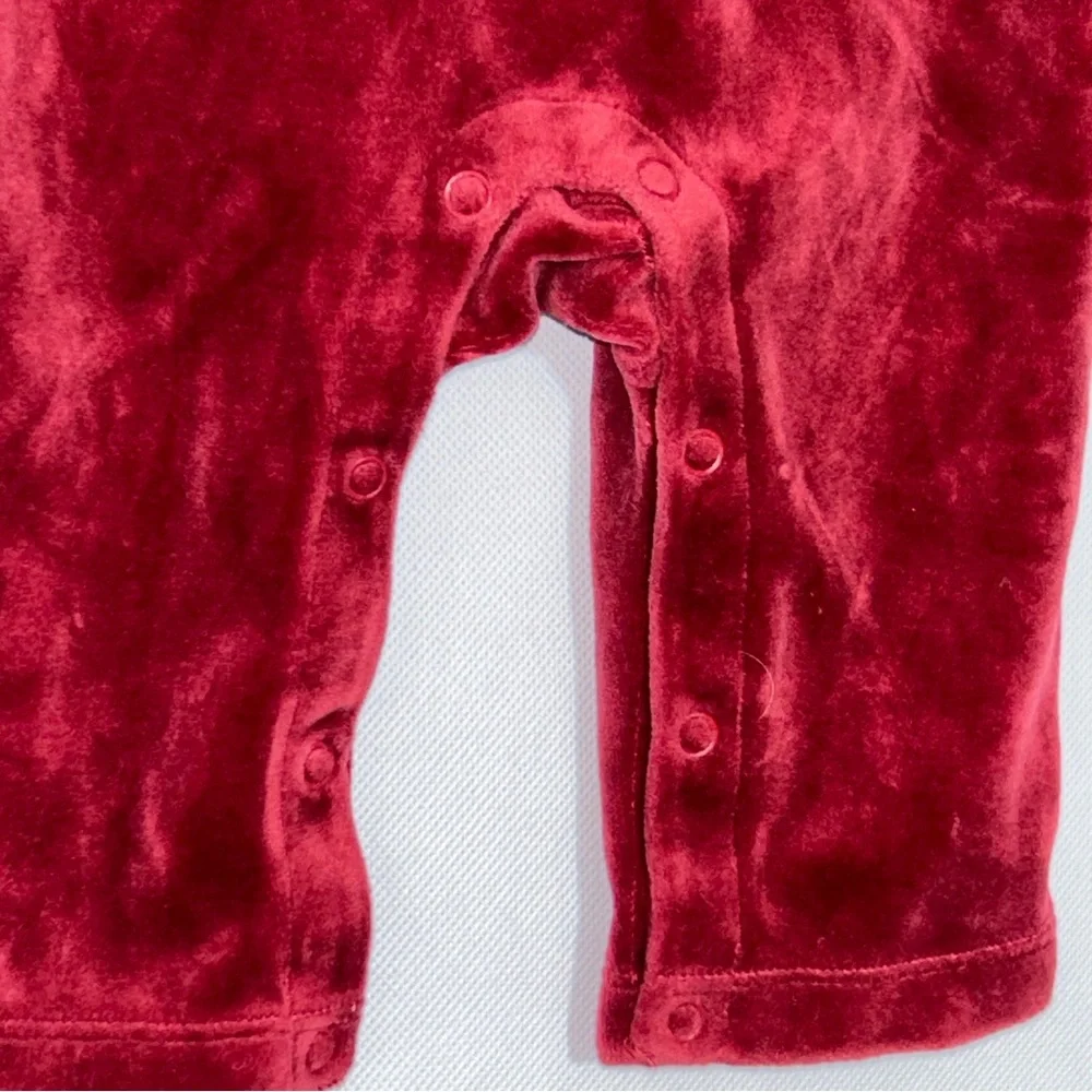 Janie and Jack Baby Girl Velour Kimono‎ One Piece Romper in Burgundy Red 0-3M